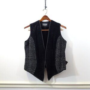 Laura Fisher-Bonvallet Beauxchenes Fibre Arts Chenille Vest Size 3 Black White